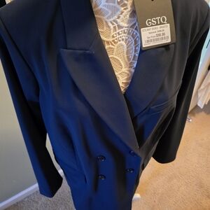 GSTQ Women's Classic Navy Blazer